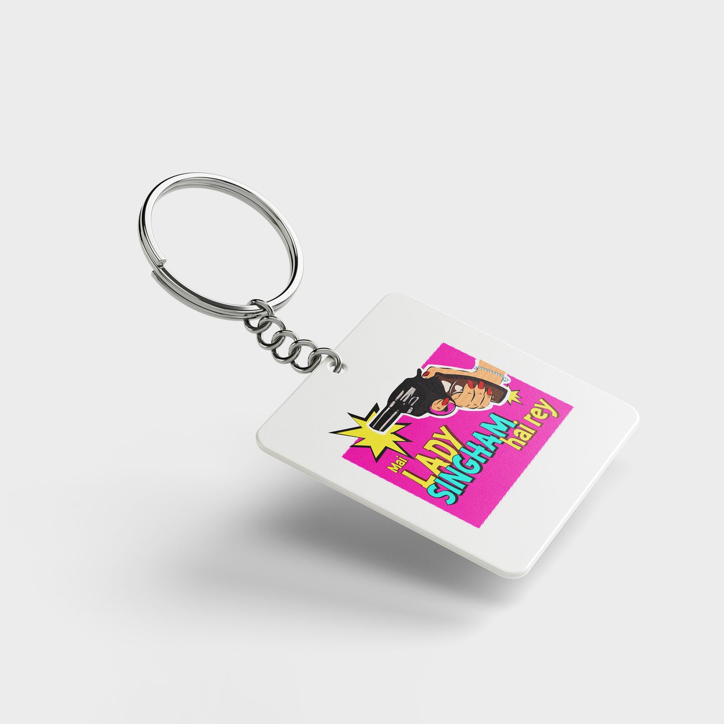 Lady Singham's Gun Printed Keychains